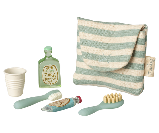 Maileg Zahnbürsten-Set in Tasche, Maus - Blue Stripe