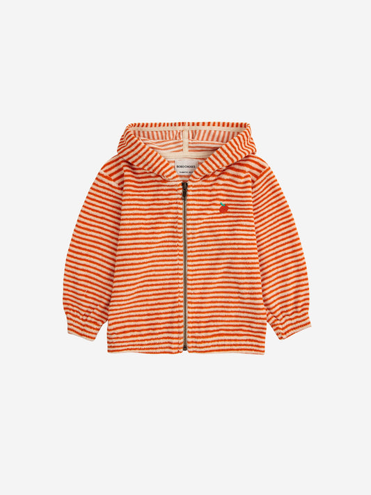 Bobo Choses Baby Orange Stripes Terry Zipped Hoodie Orange