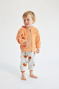 Bobo Choses Baby Orange Stripes Terry Zipped Hoodie Orange