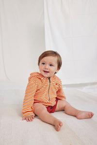Bobo Choses Baby Orange Stripes Terry Zipped Hoodie Orange