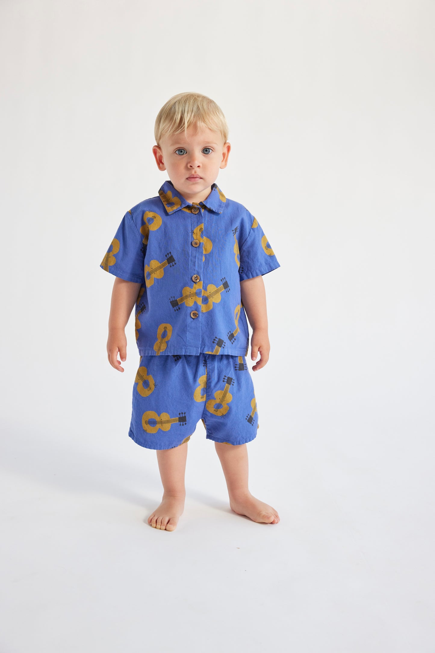 Bobo Choses Baby Aciustic Guitar All Over Woven Shorts Navy Blue