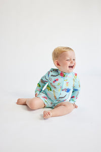 Bobo Choses Baby Funny Insects All Over Swim Overall Aqua Blue