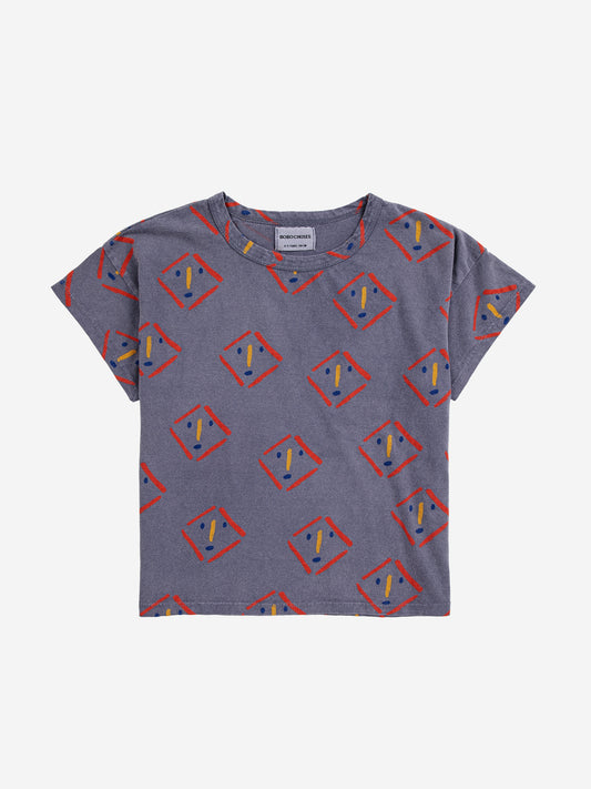 Bobo Choses Masks All Over T-Shirt Prussian Blue