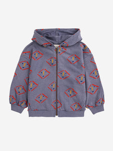 Bobo Choses Dancing Masks All Over Zipped Hoodie Prussian Blue