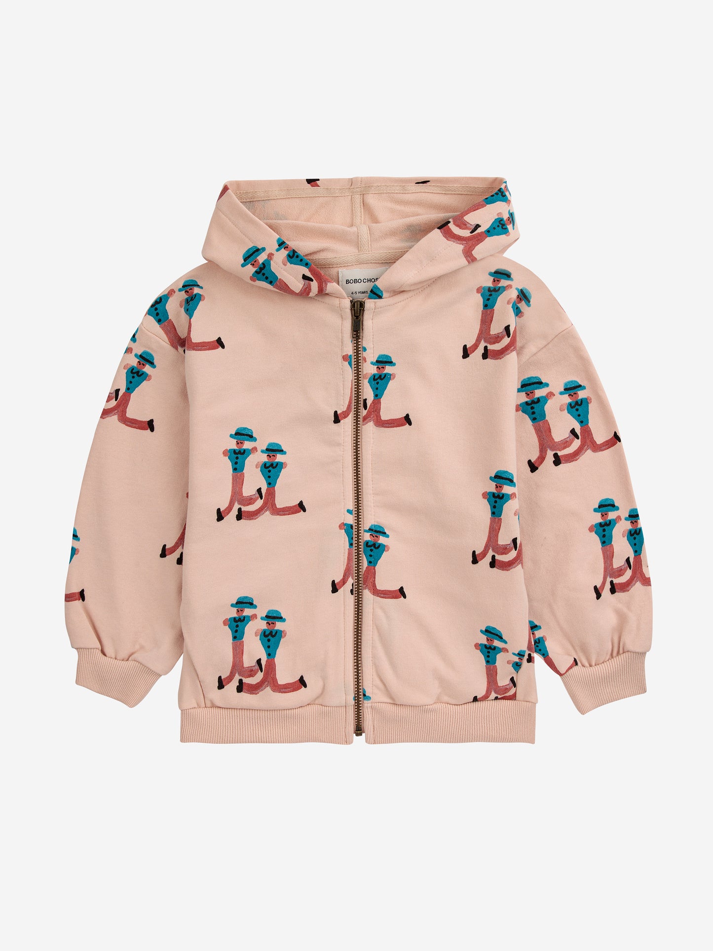 Bobo Choses Dancing Giants All Over Zipped Hoodie Light Pink