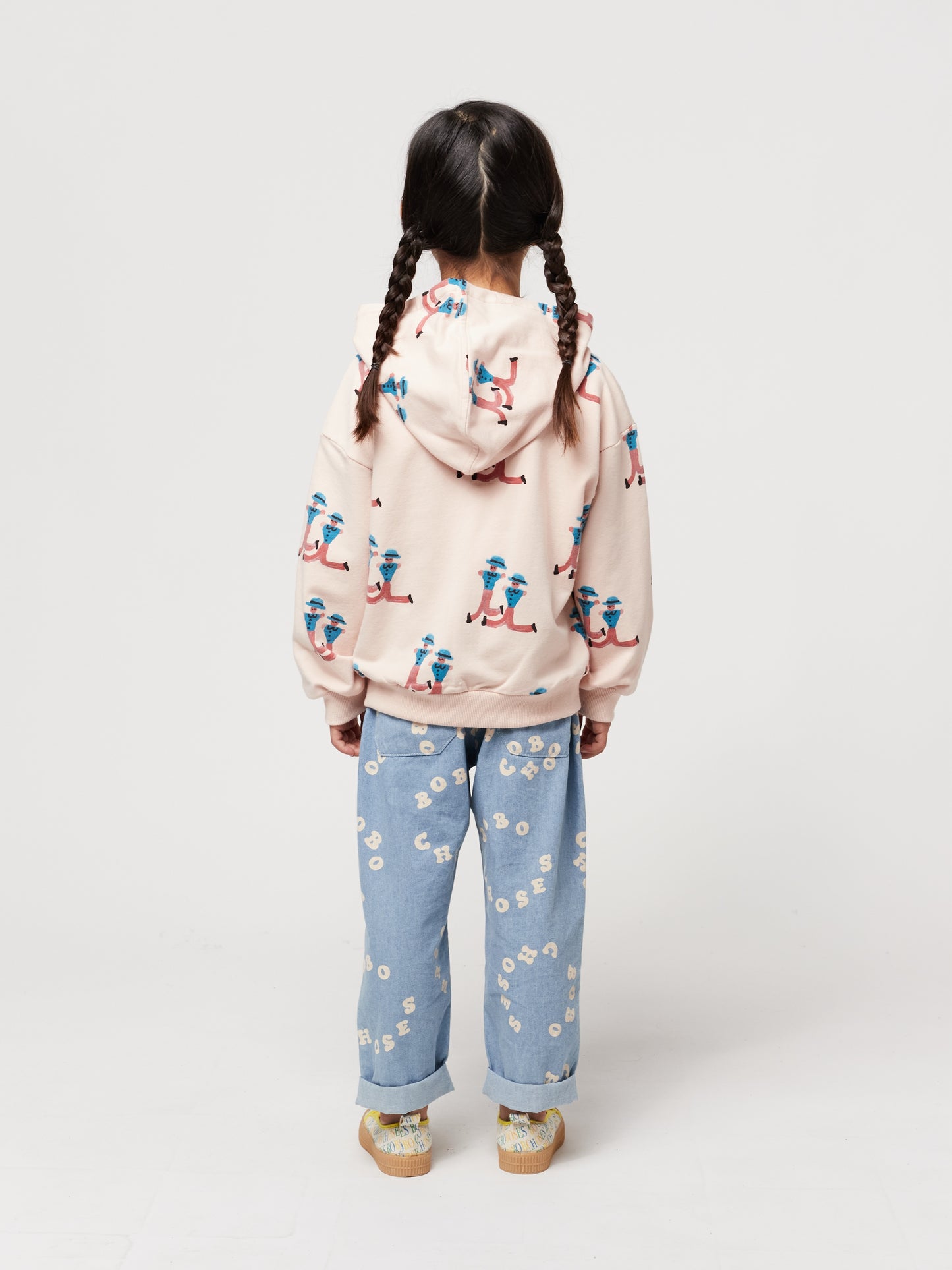 Bobo Choses Dancing Giants All Over Zipped Hoodie Light Pink