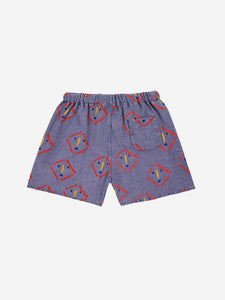 Bobo Choses Masks All Over Woven Shorts Prussian Blue
