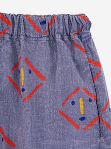 Bobo Choses Masks All Over Woven Shorts Prussian Blue