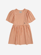 Lade das Bild in den Galerie-Viewer, Bobo Choses Vertical Stripes Ruffle Sleeves Kleid Orange
