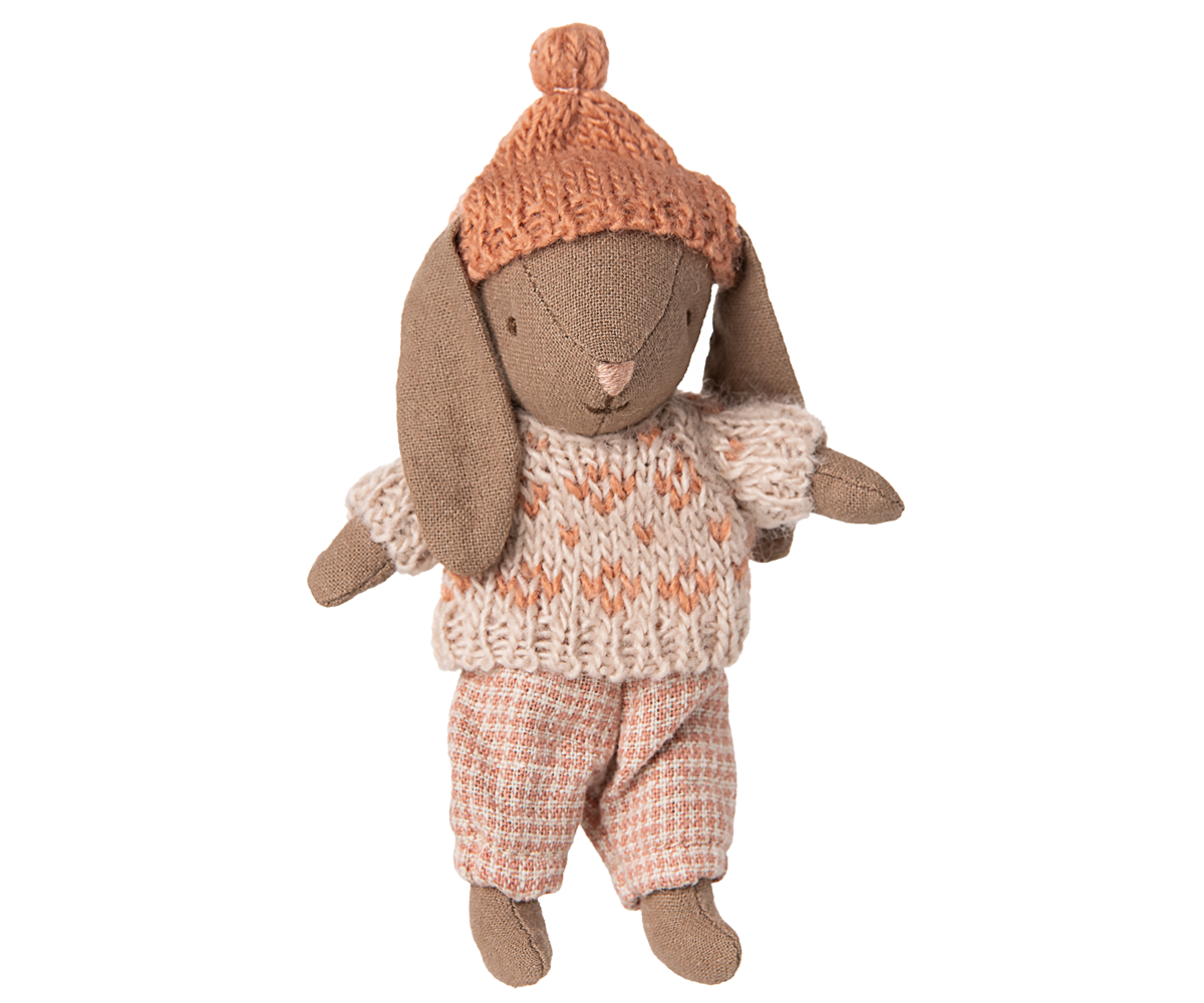Maileg Winter Bunny Micro Brown/Rose