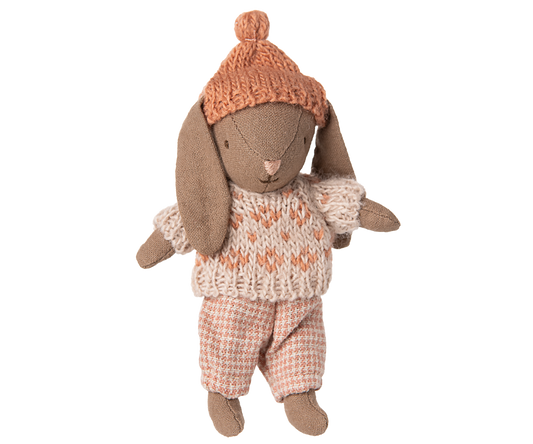 Maileg Winter Bunny Micro Brown/Rose