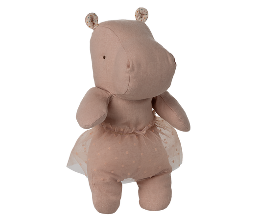 Maileg Safari Friends Hippo mit Rock Small - Soft Rose