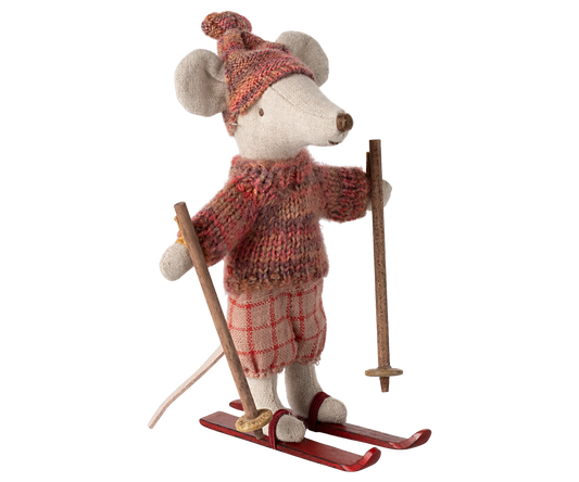 Maileg Wintermaus mit Ski Big Sister - Rose