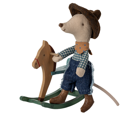 Maileg Cowboy Maus auf Schaukelpferd - Little Brother