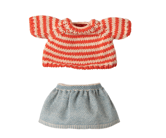Maileg Strickpullover und Rock Big Sister Maus