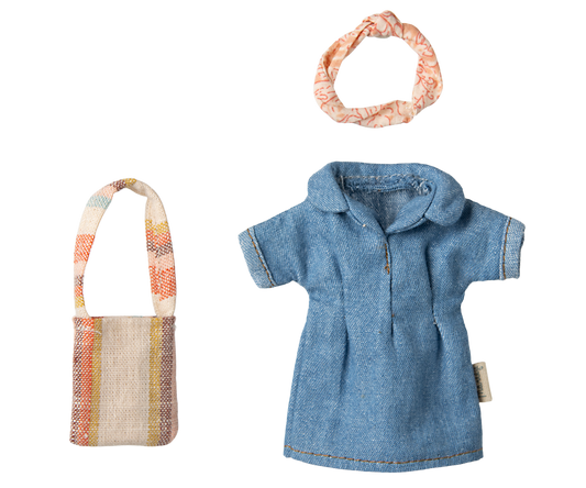 Maileg Denimkleid und Tasche, Mama Maus