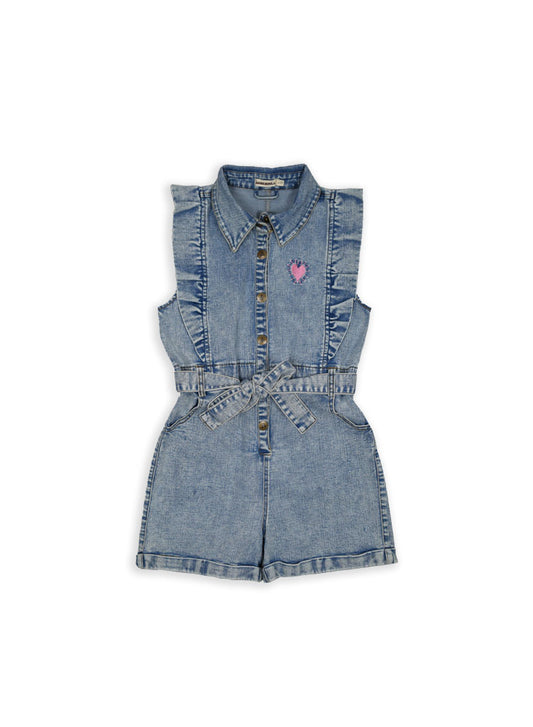 Ammehoela Ruby Bleached Denim Playsuit