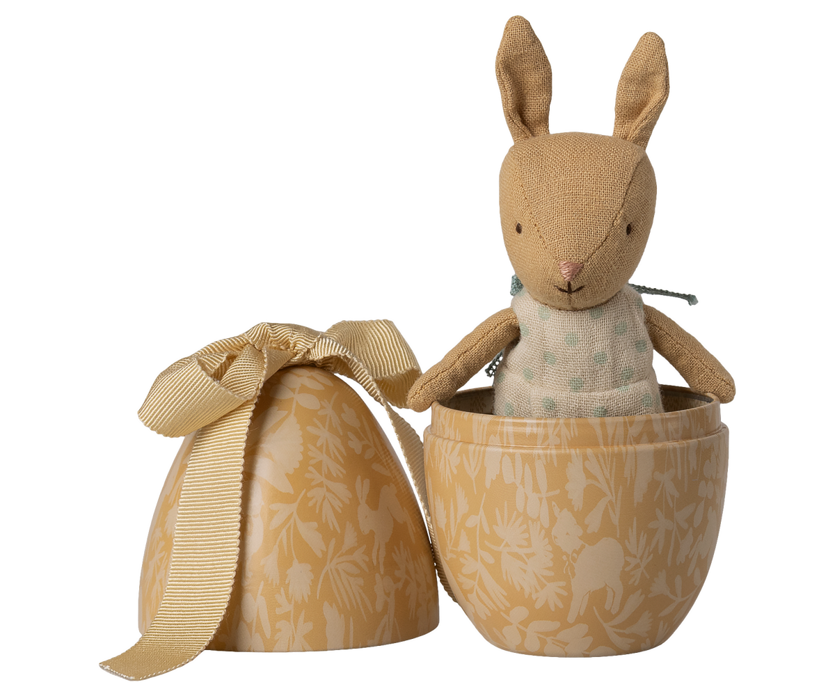 Maileg Osterei mit Mikro Kaninchen, Klein - Cream Yellow