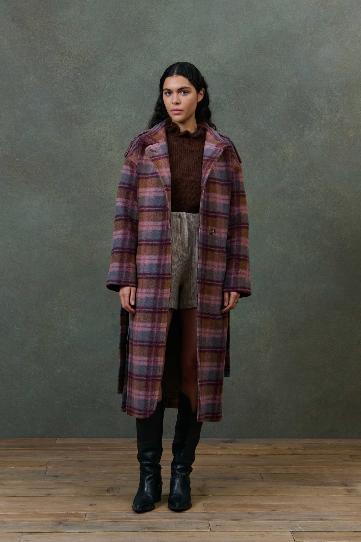 Louise Misha Mantel Thessy Sienna Maple Checks