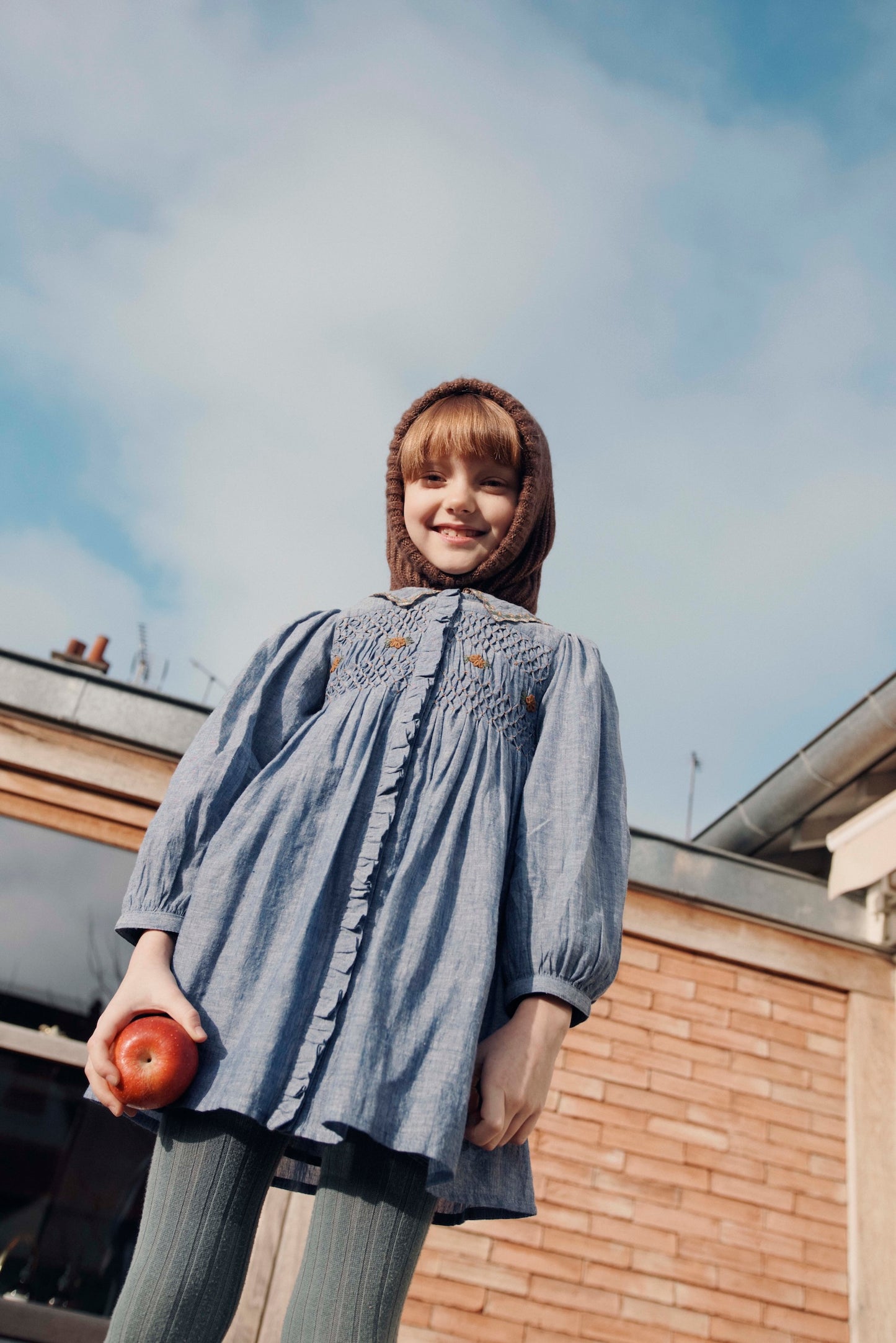 Emile et Ida gesmoktes Kleid Chambray