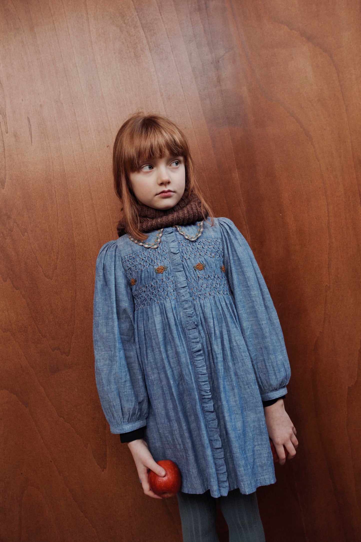 Emile et Ida gesmoktes Kleid Chambray