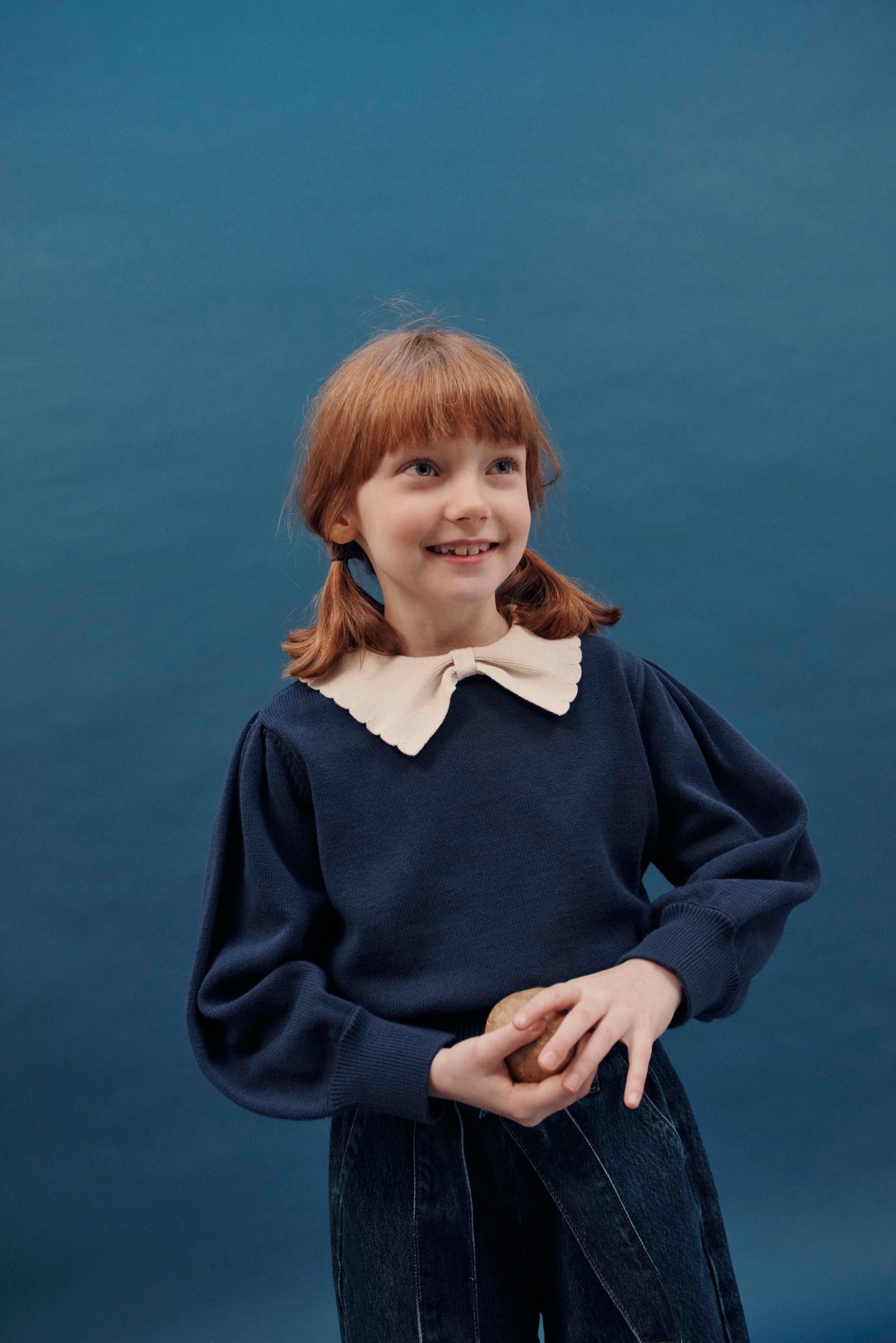 Emile et Ida Pullover Col Pierrot Marine