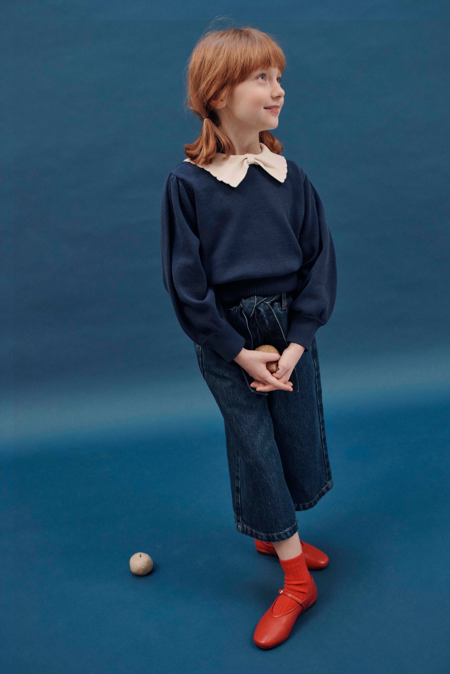 Emile et Ida Pullover Col Pierrot Marine