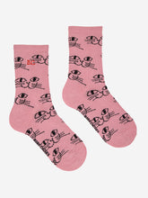 Lade das Bild in den Galerie-Viewer, Bobo Choses Smiling Cat All Over Long Socks Pink
