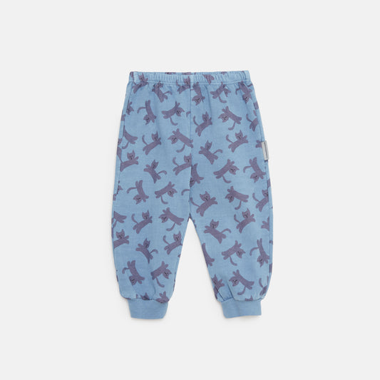 Weekend House Kids Cats All Over Baby Sweatpants Pastel Blue