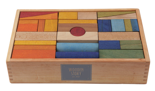 Wooden Story Regenbogen Bauklötze 63Stk