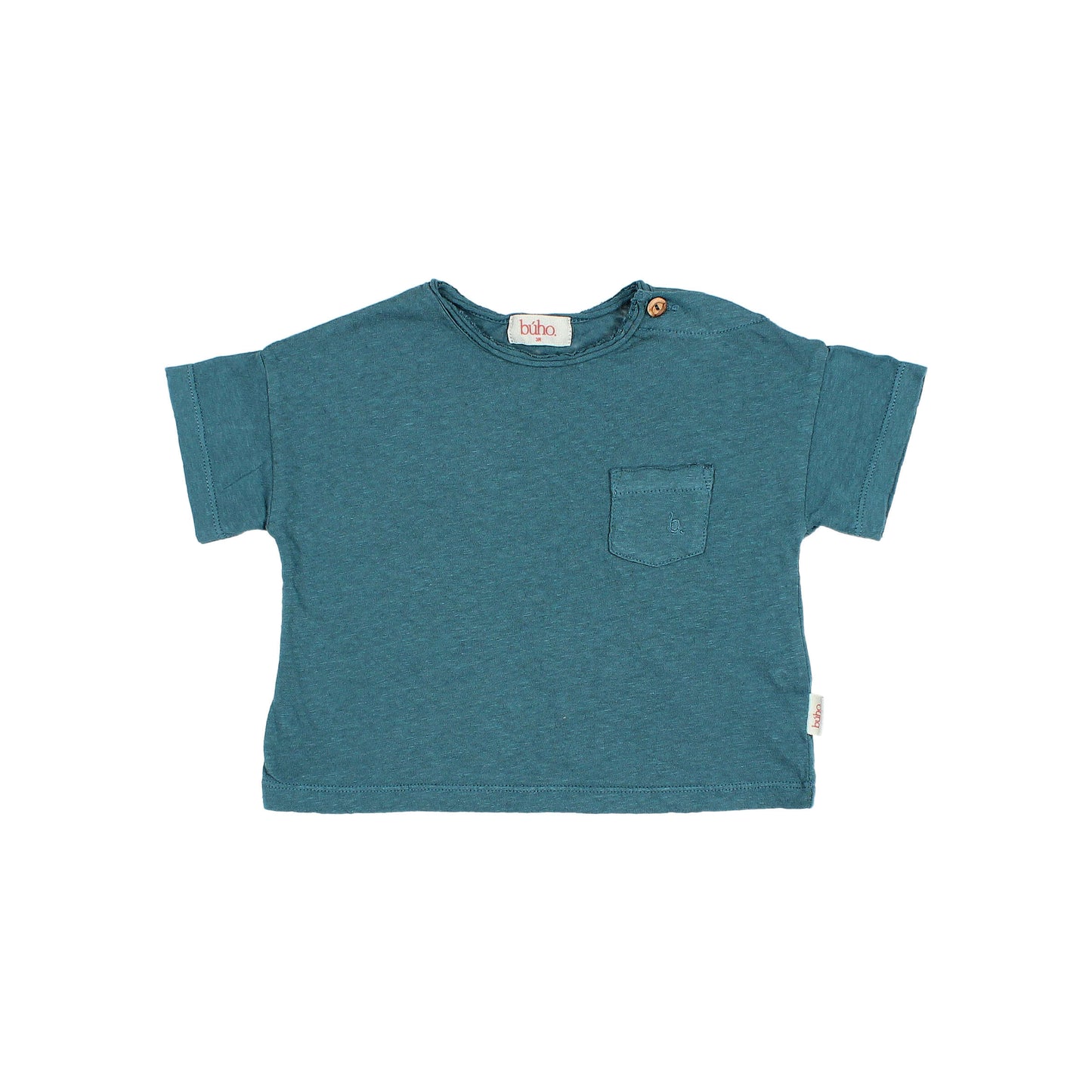 Búho BCN BB Pocket Leinen T-Shirt Green Lake
