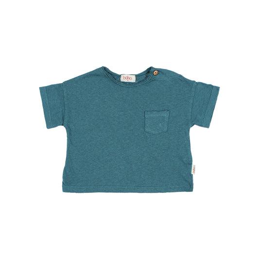 Búho BCN BB Pocket Leinen T-Shirt Green Lake