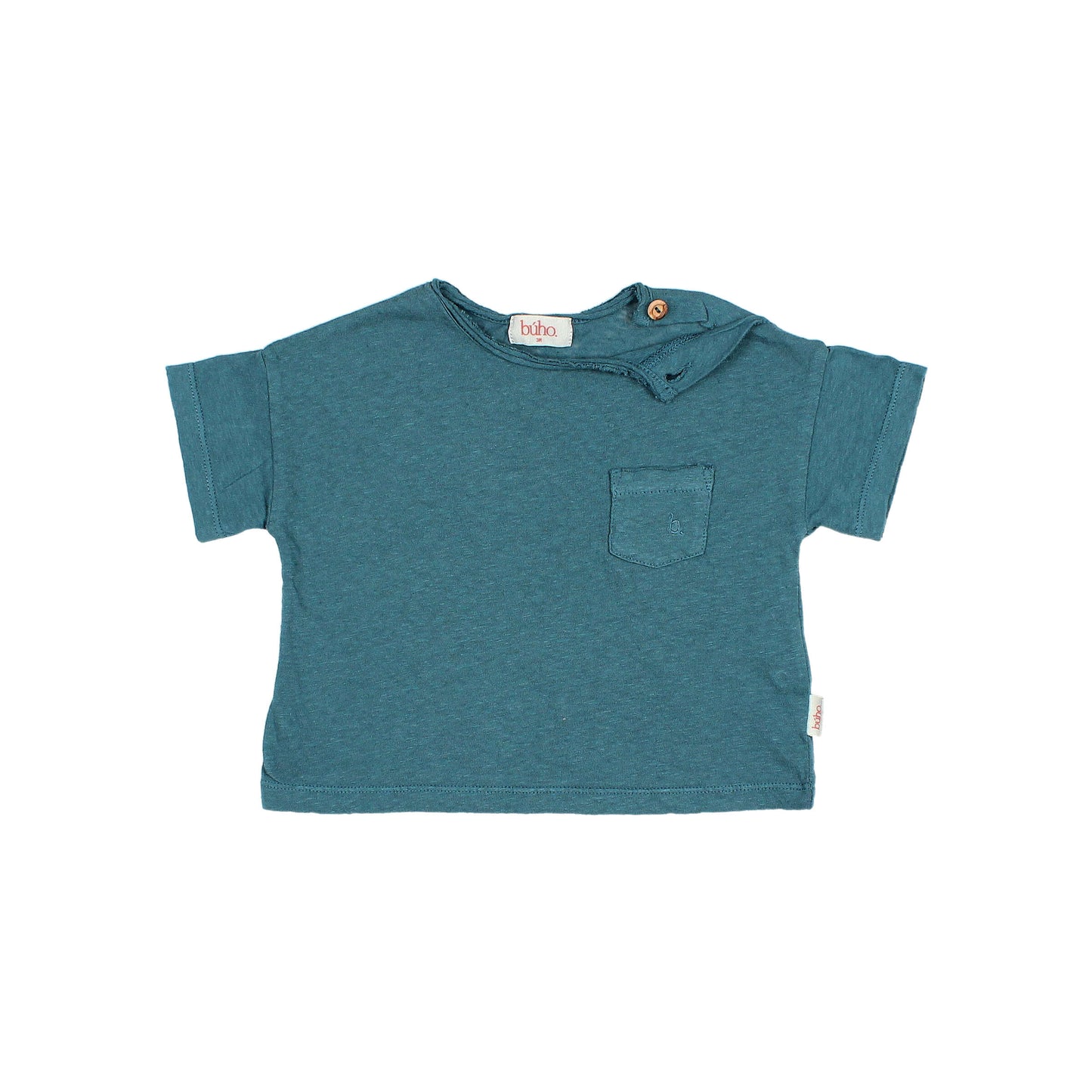 Búho BCN BB Pocket Leinen T-Shirt Green Lake