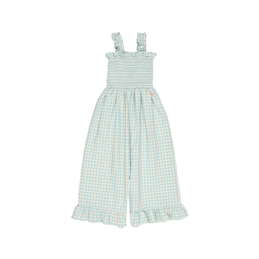 Búho BCN gingham Jumsuit Aqua
