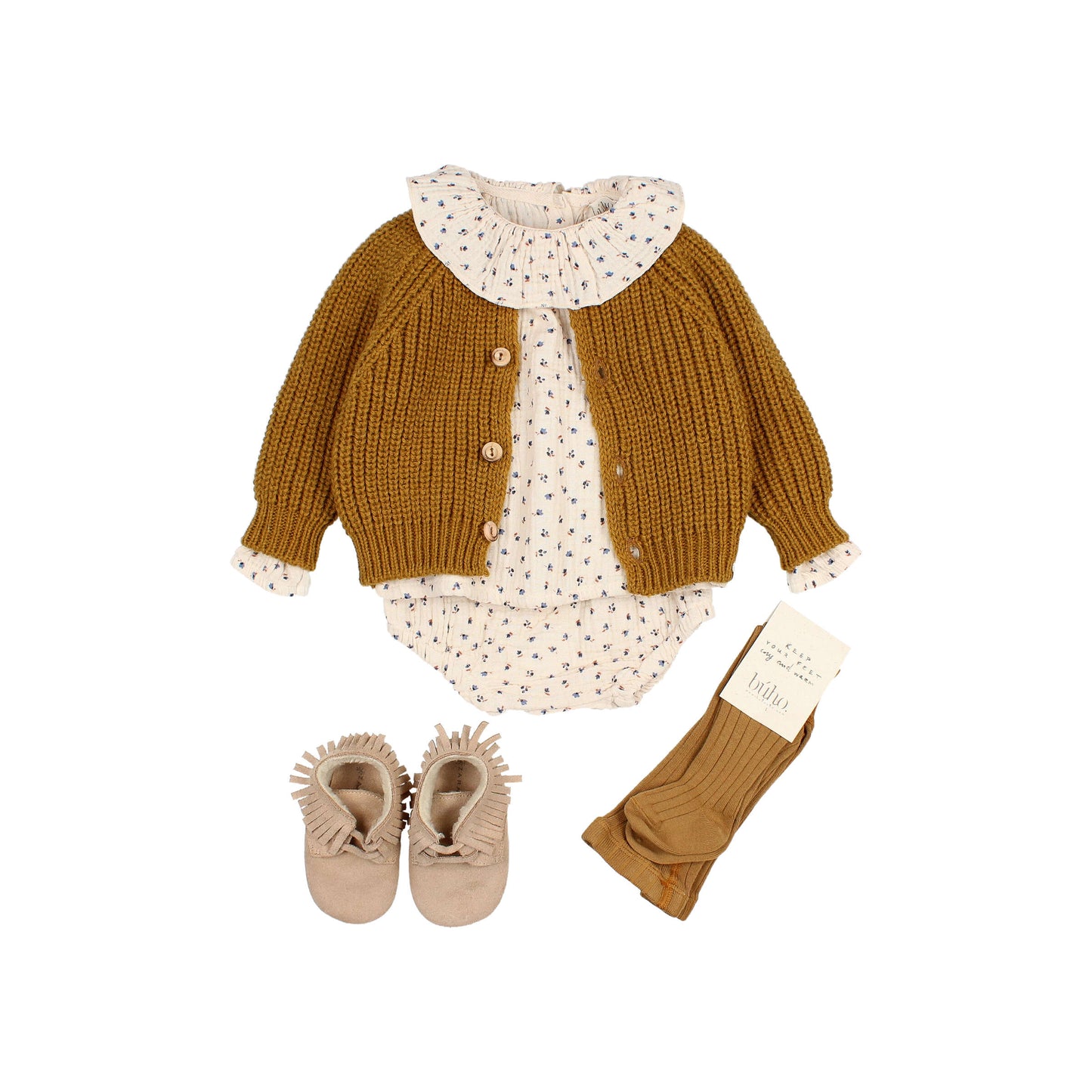 Búho BCN Soft Knit Cardigan Ocre