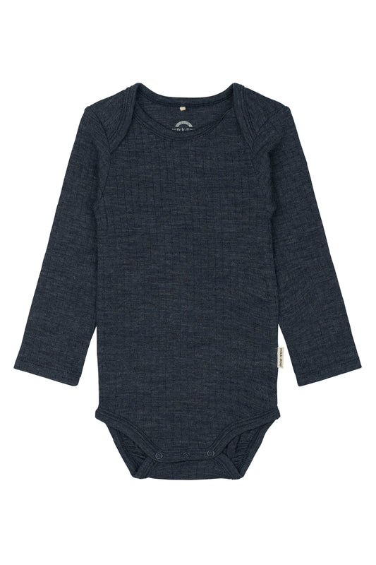 Mikk-Line langarm Body Merinowolle Melange Blue Nights