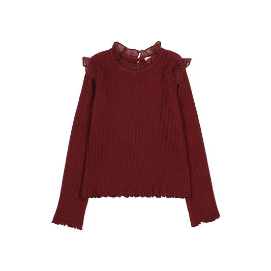 Búho BCN Warm Rib T-Shirt Burgundy