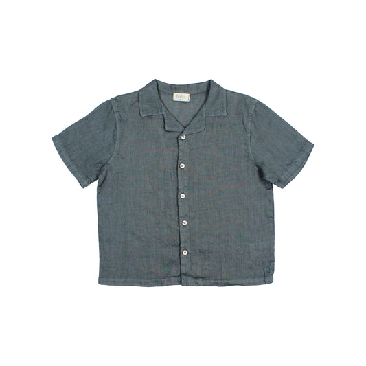 Búho BCN Leinen Hemd Blue Teal