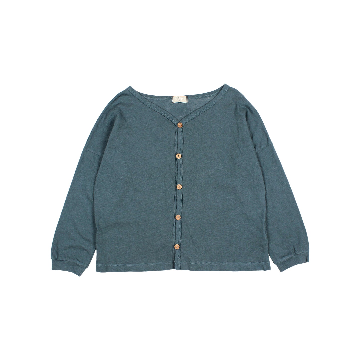 Búho BCN Leinen Cardigan Blue Teal