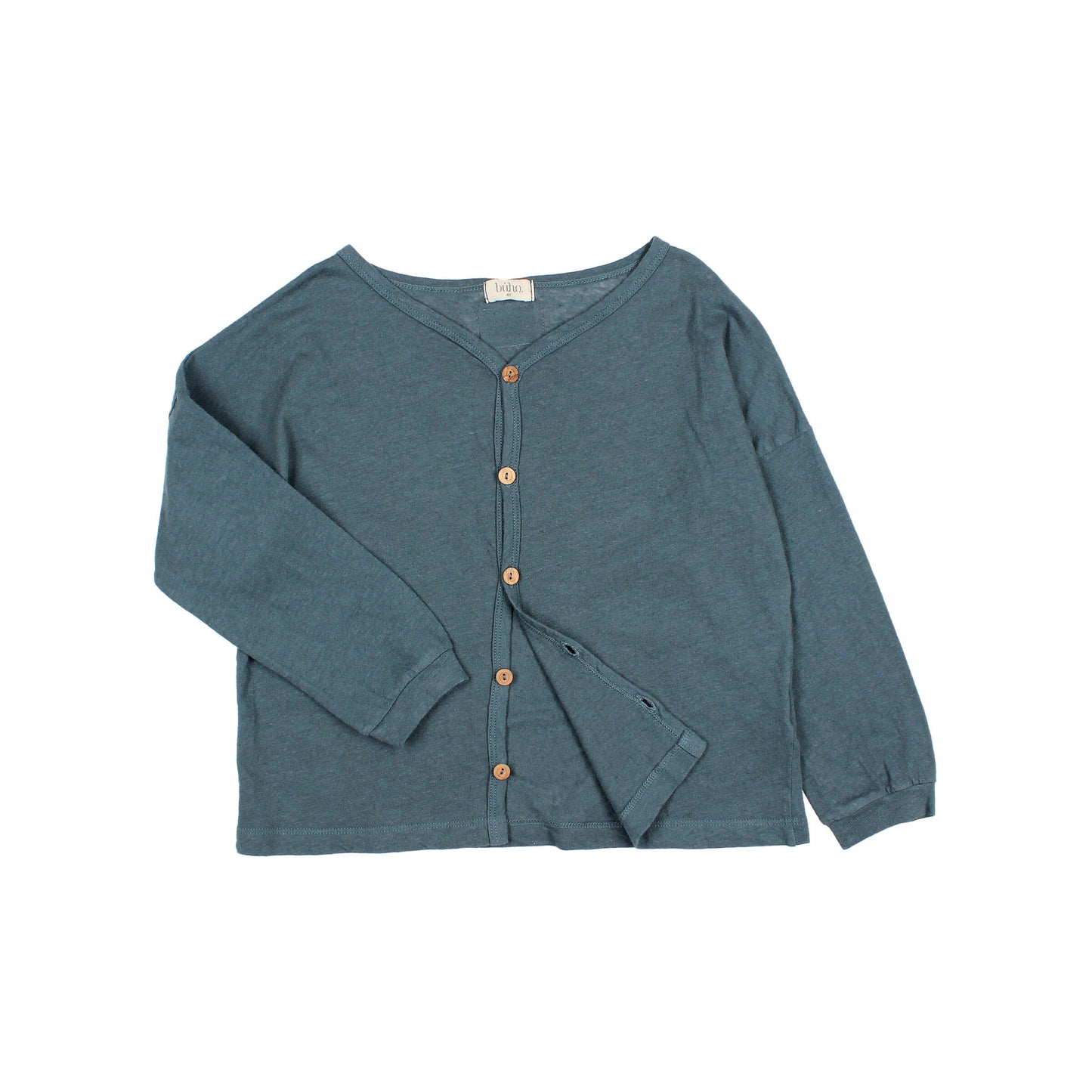 Búho BCN Leinen Cardigan Blue Teal