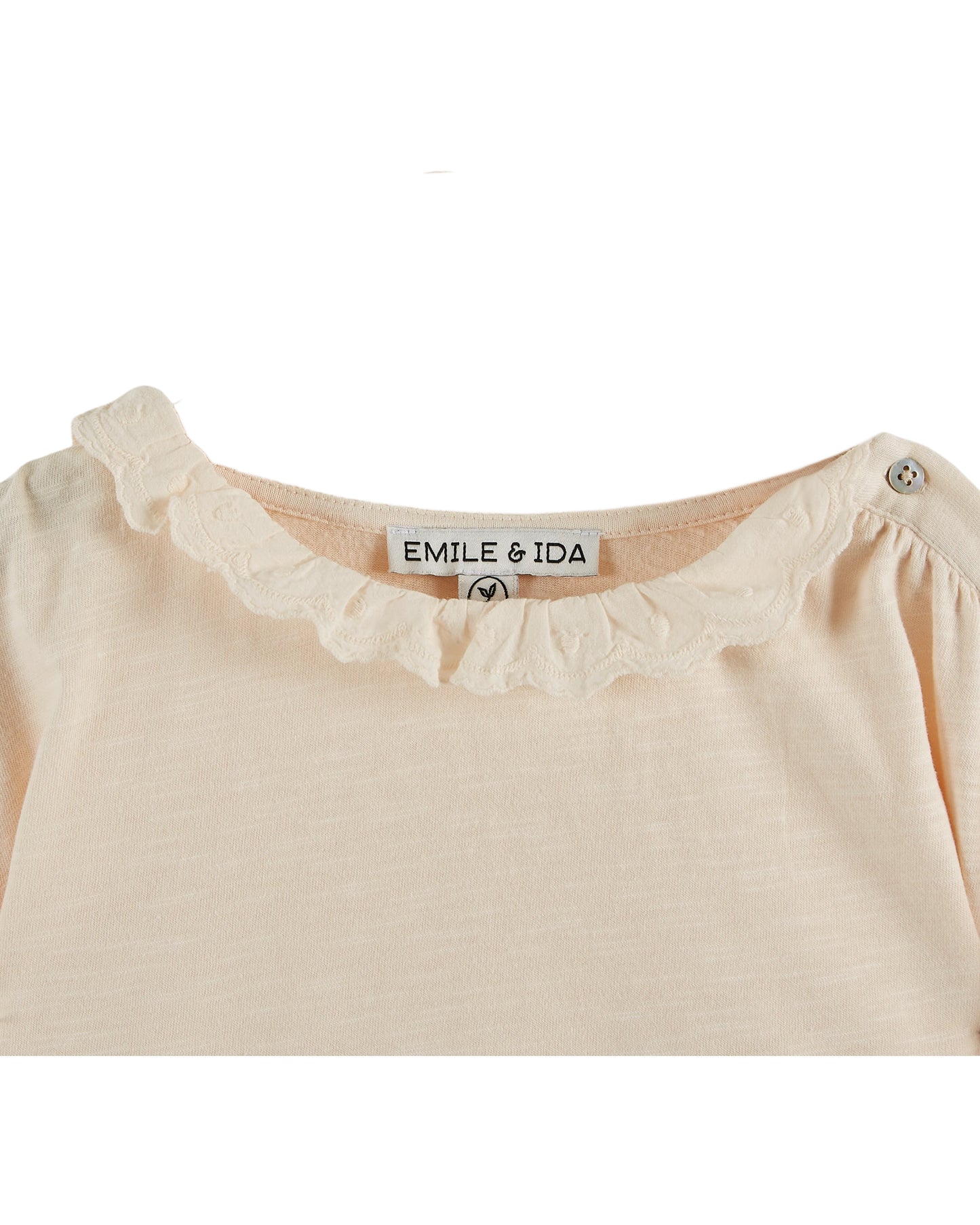 Emile et Ida Jersey Embroidered T-Shirt Cream