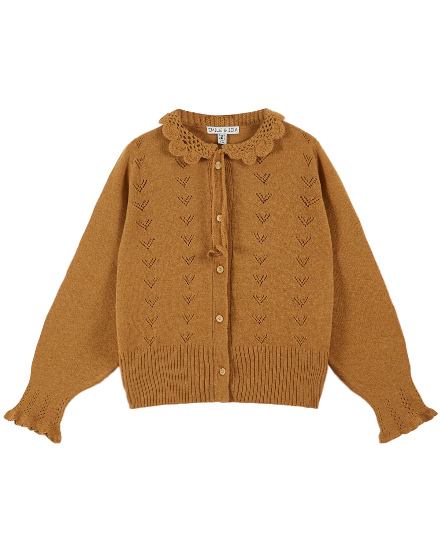 Emile et Ida Häkelkragen Cardigan Caramel