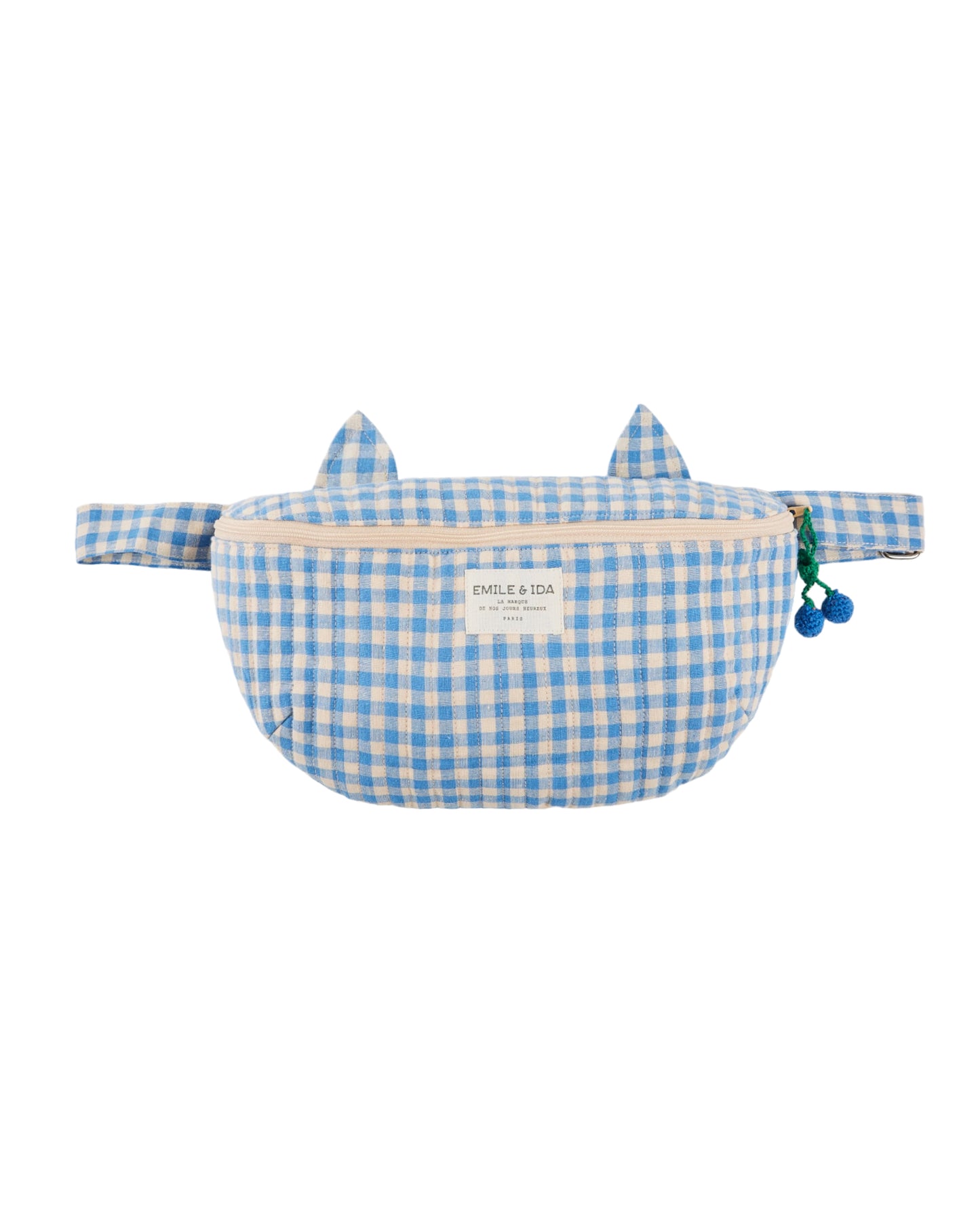 Emile et Ida Cat Fanny Pack Vichy Lagoon