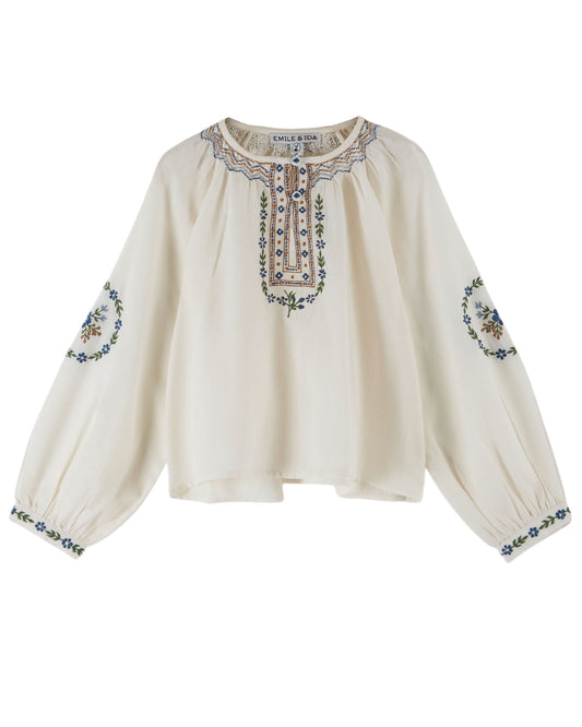 Emile et Ida bestickte Bluse Ethnique Créme