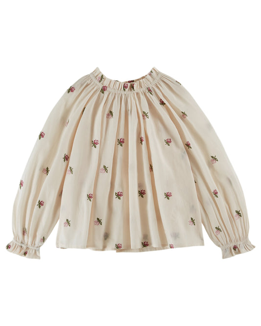 Emile et Ida bestickte Bluse All Over Rose Crème