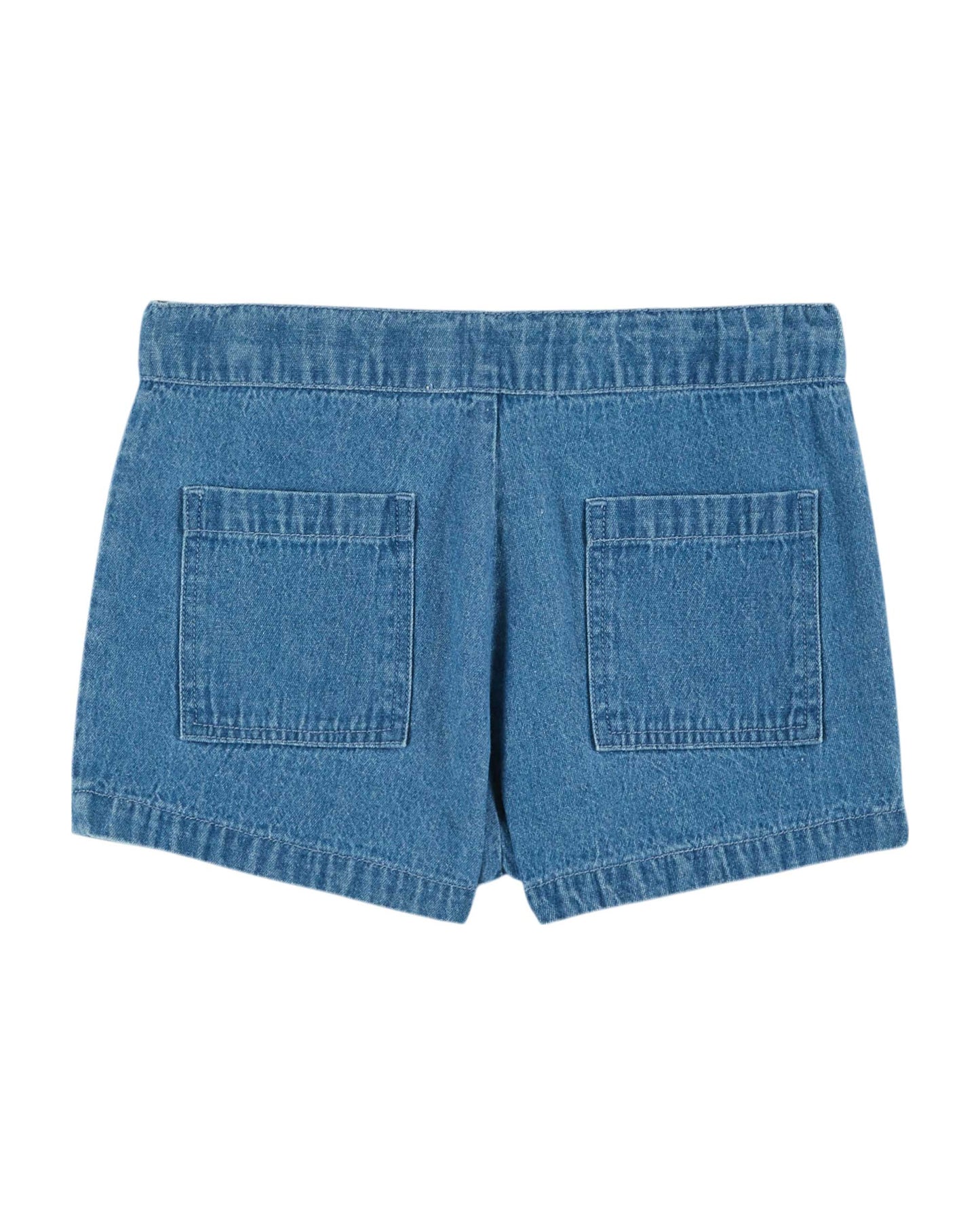 Emile et Ida Shorts Poche Fleurs Denim Light