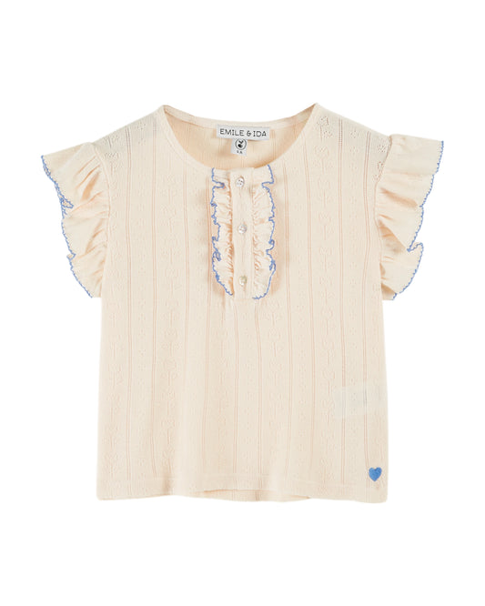 Emile et Ida Tee Shirt Pointelle Créme