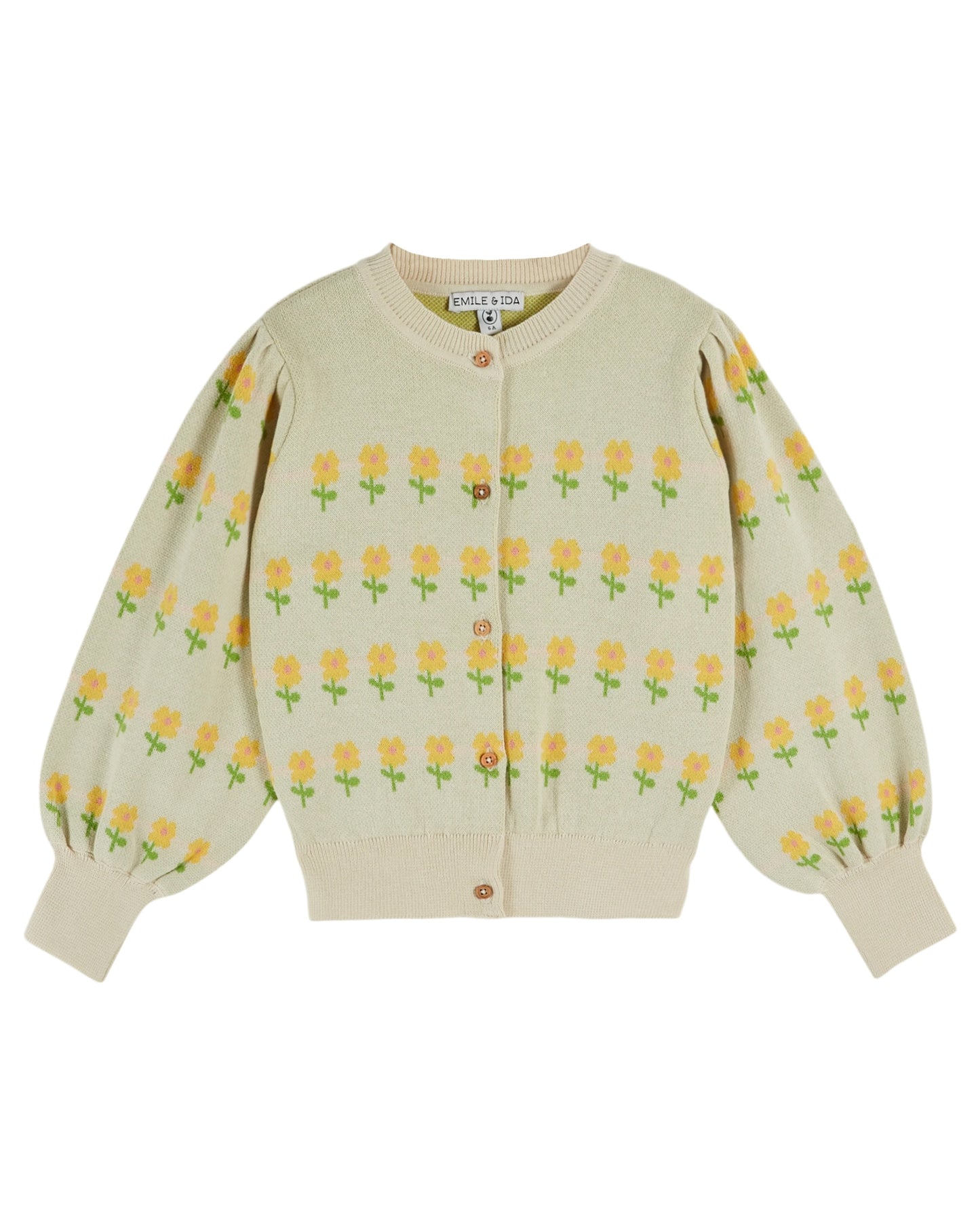 Emile et Ida Cardigan Fleurs Beige Clair