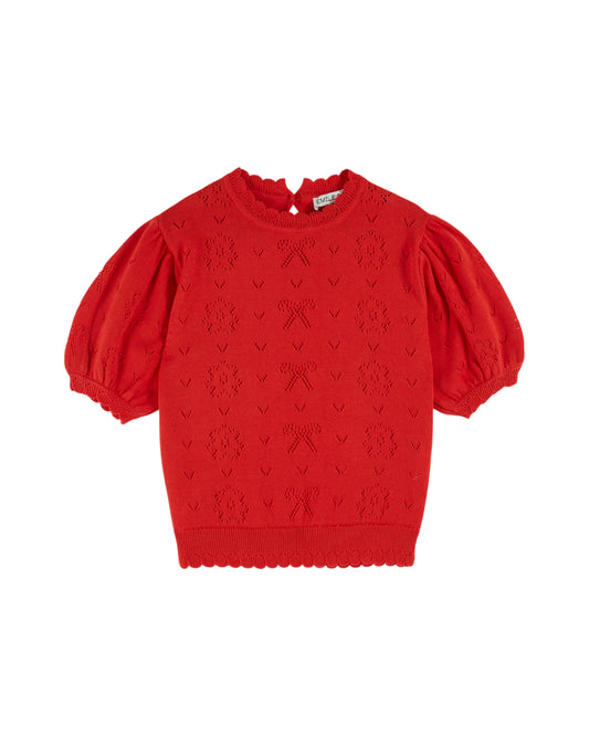 Emile et Ida Pullover Ajouré Coquelicot