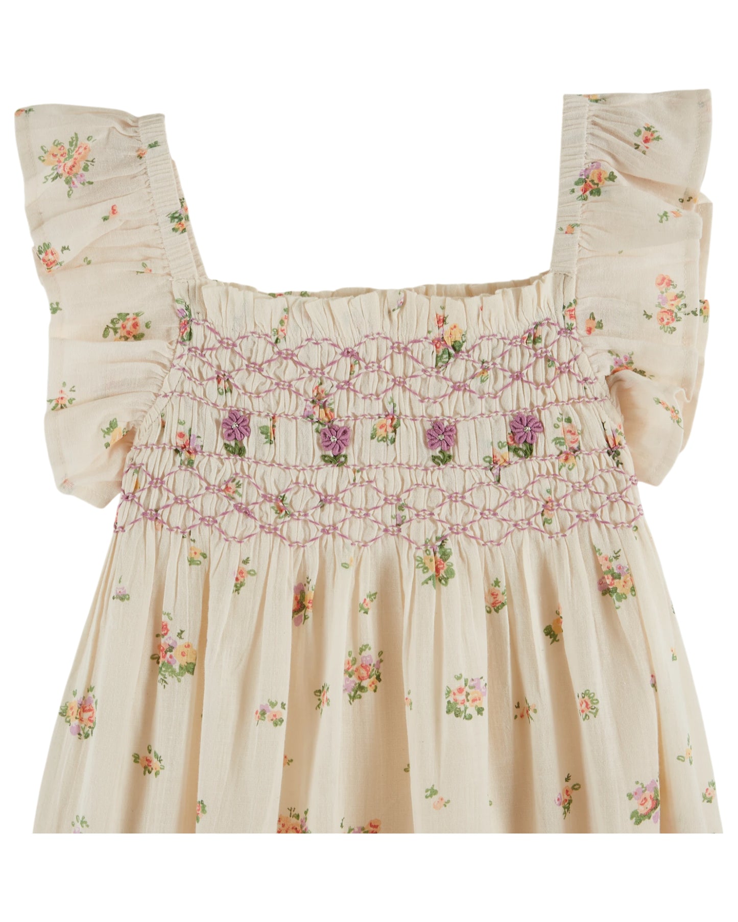 Emile et Ida besticktes Kleid mit Smokarbeit Althea
